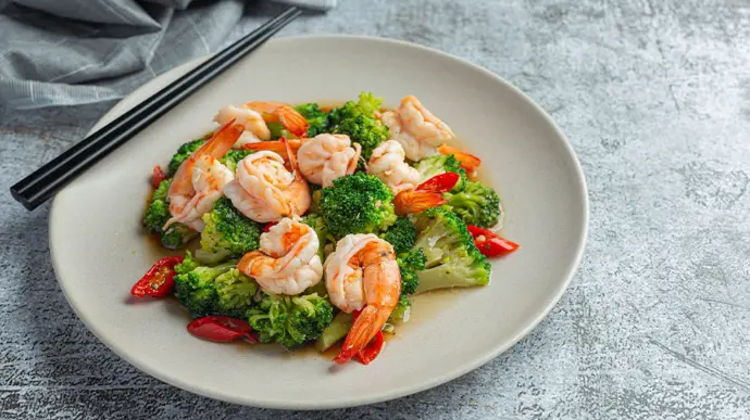 receta de salteado de brócoli con langostinos